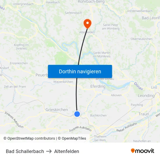 Bad Schallerbach to Altenfelden map
