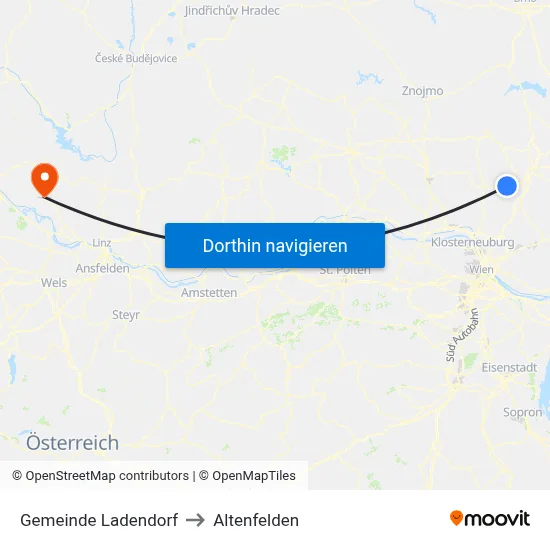 Gemeinde Ladendorf to Altenfelden map