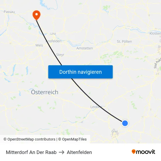 Mitterdorf An Der Raab to Altenfelden map