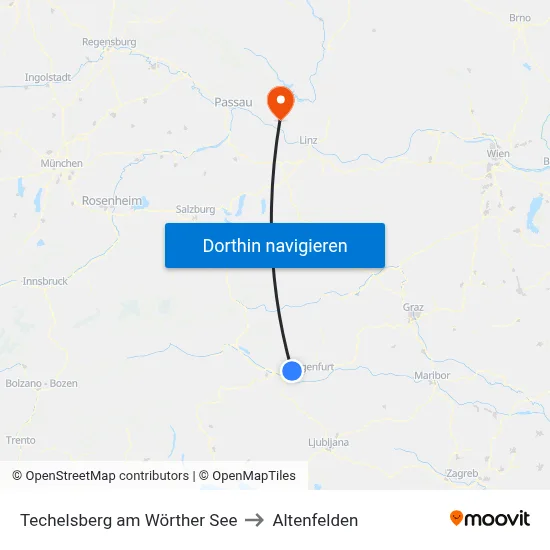 Techelsberg am Wörther See to Altenfelden map