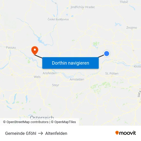 Gemeinde Gföhl to Altenfelden map