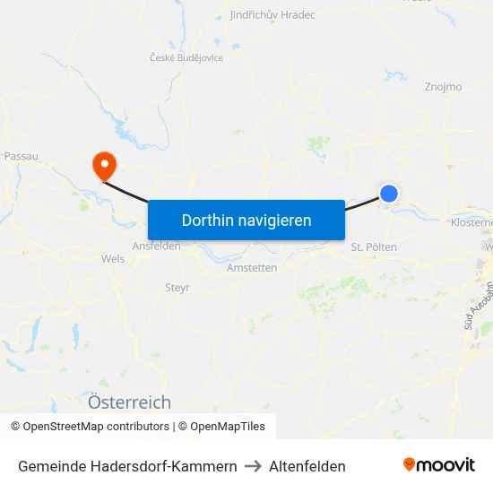 Gemeinde Hadersdorf-Kammern to Altenfelden map