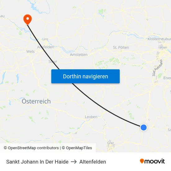 Sankt Johann In Der Haide to Altenfelden map