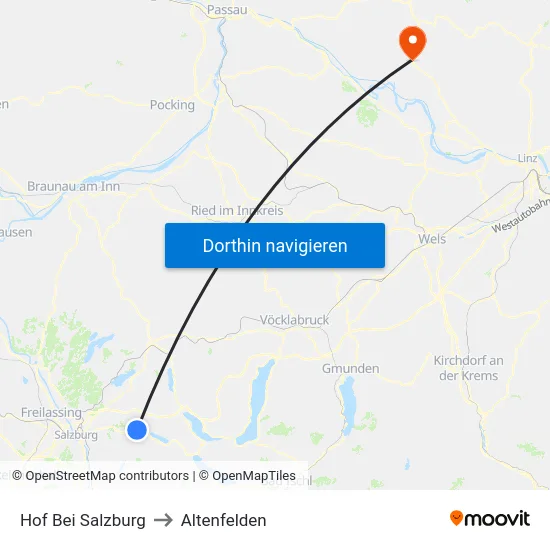 Hof Bei Salzburg to Altenfelden map