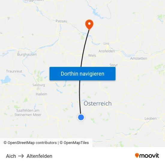 Aich to Altenfelden map