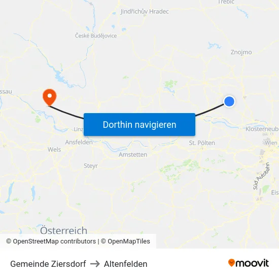 Gemeinde Ziersdorf to Altenfelden map