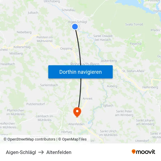 Aigen-Schlägl to Altenfelden map