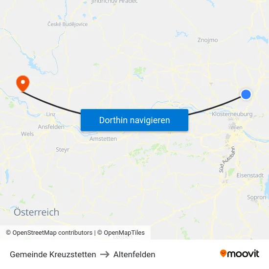 Gemeinde Kreuzstetten to Altenfelden map