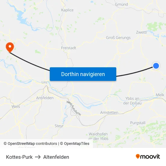 Kottes-Purk to Altenfelden map
