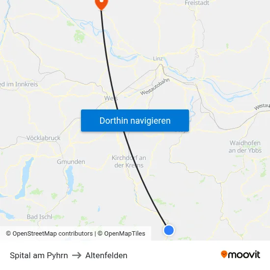 Spital am Pyhrn to Altenfelden map