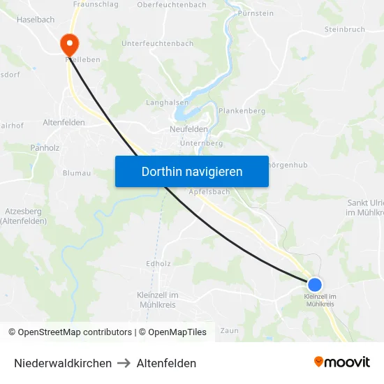 Niederwaldkirchen to Altenfelden map