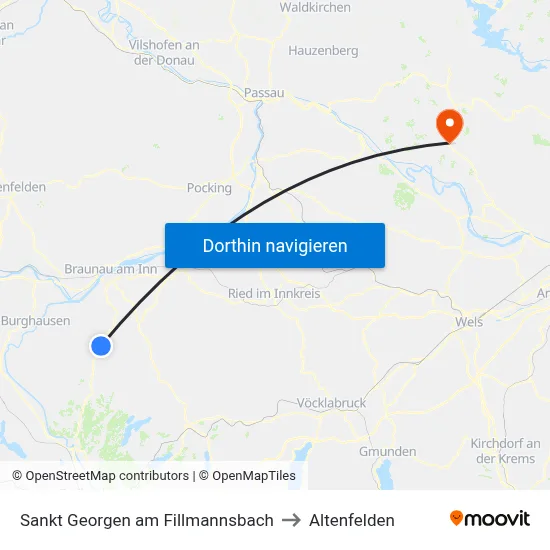 Sankt Georgen am Fillmannsbach to Altenfelden map