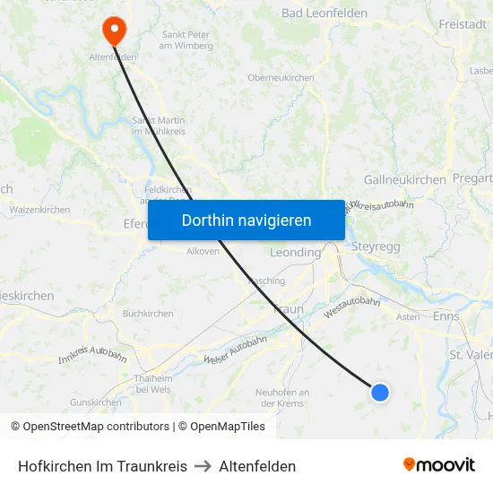 Hofkirchen Im Traunkreis to Altenfelden map