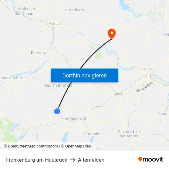 Frankenburg am Hausruck to Altenfelden map