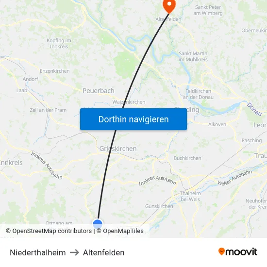 Niederthalheim to Altenfelden map