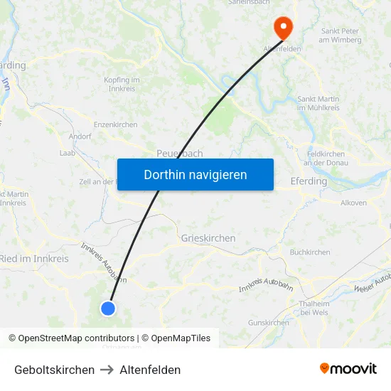 Geboltskirchen to Altenfelden map