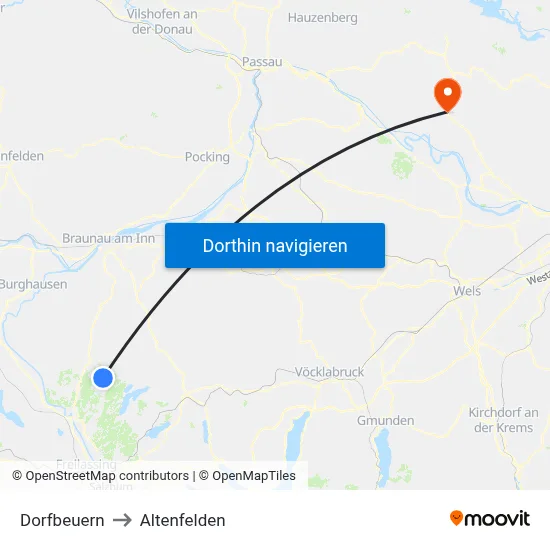Dorfbeuern to Altenfelden map
