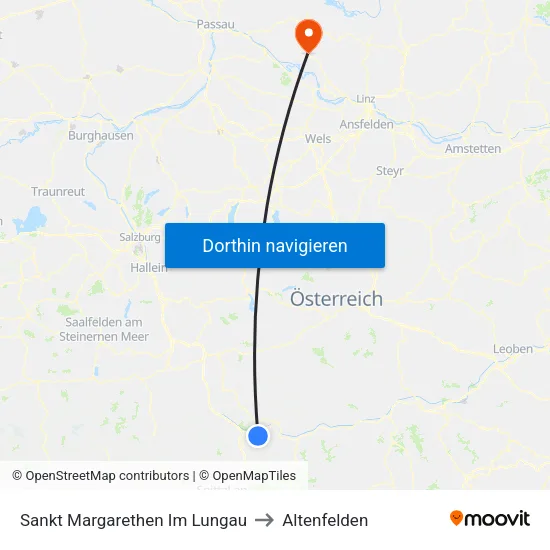 Sankt Margarethen Im Lungau to Altenfelden map