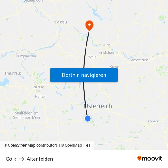 Sölk to Altenfelden map