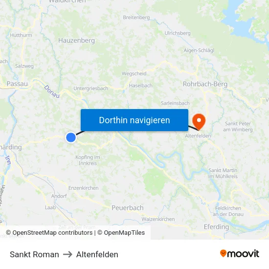 Sankt Roman to Altenfelden map