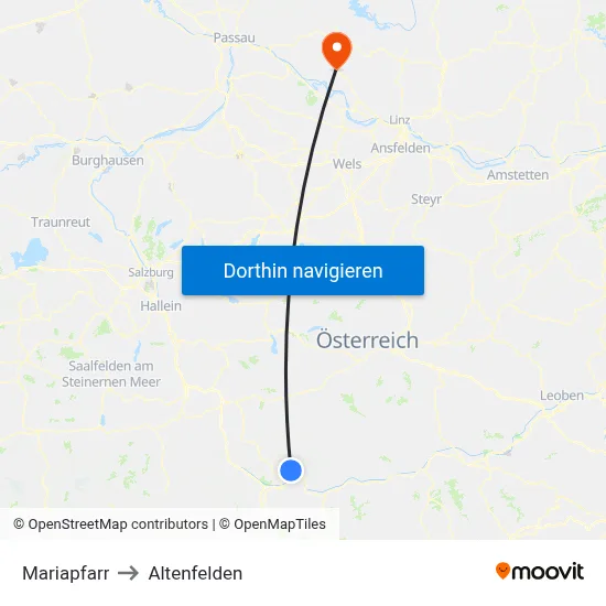 Mariapfarr to Altenfelden map