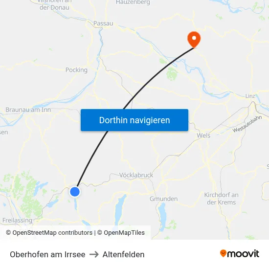 Oberhofen am Irrsee to Altenfelden map
