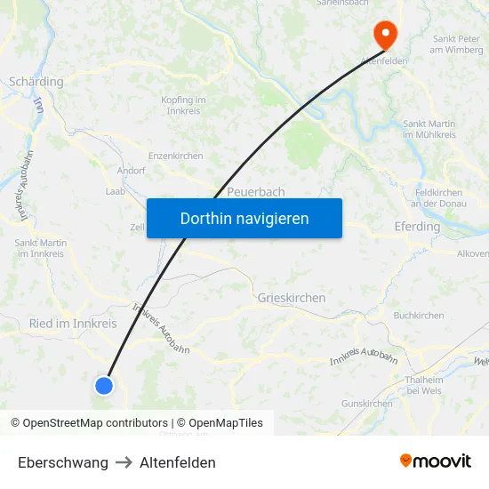 Eberschwang to Altenfelden map