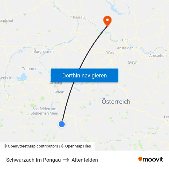 Schwarzach Im Pongau to Altenfelden map