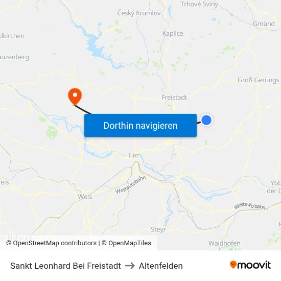 Sankt Leonhard Bei Freistadt to Altenfelden map