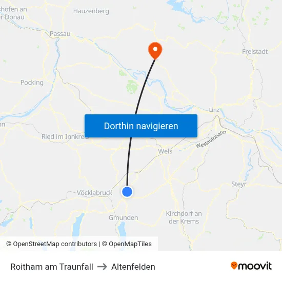 Roitham am Traunfall to Altenfelden map