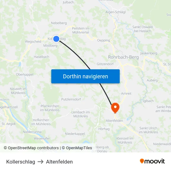 Kollerschlag to Altenfelden map
