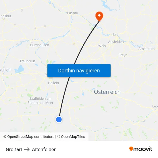 Großarl to Altenfelden map