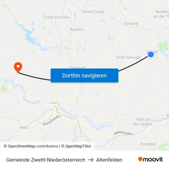 Gemeinde Zwettl-Niederösterreich to Altenfelden map