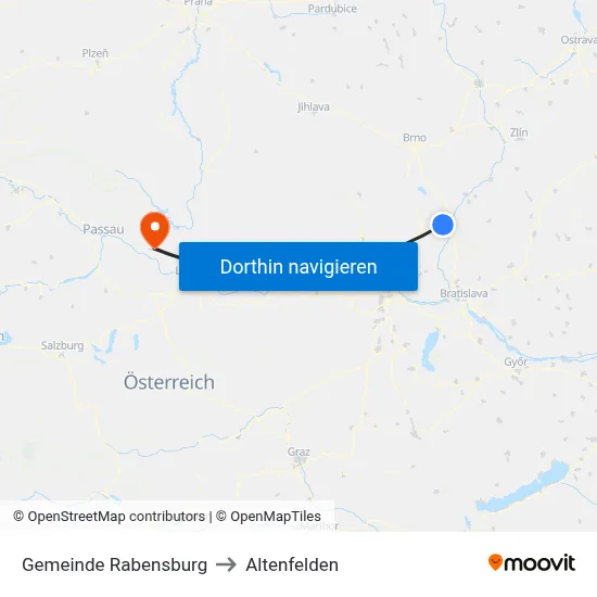 Gemeinde Rabensburg to Altenfelden map