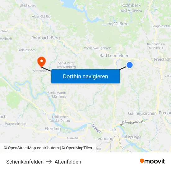 Schenkenfelden to Altenfelden map