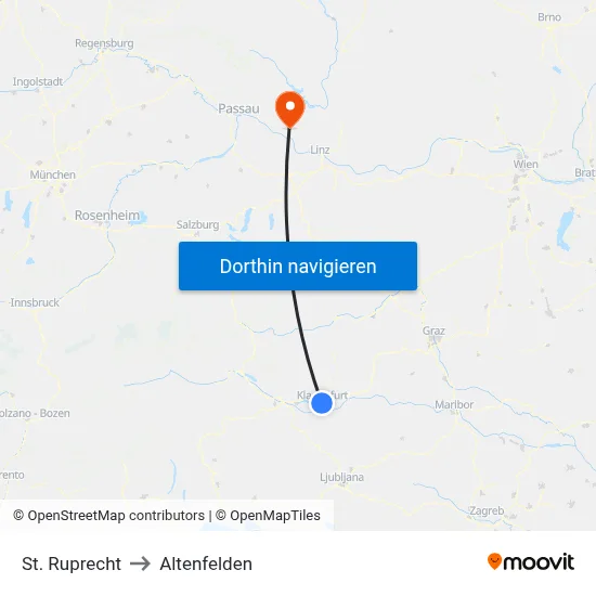 St. Ruprecht to Altenfelden map
