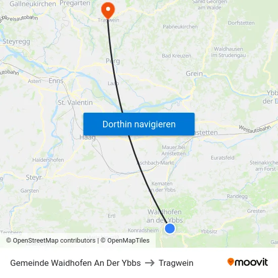 Gemeinde Waidhofen An Der Ybbs to Tragwein map