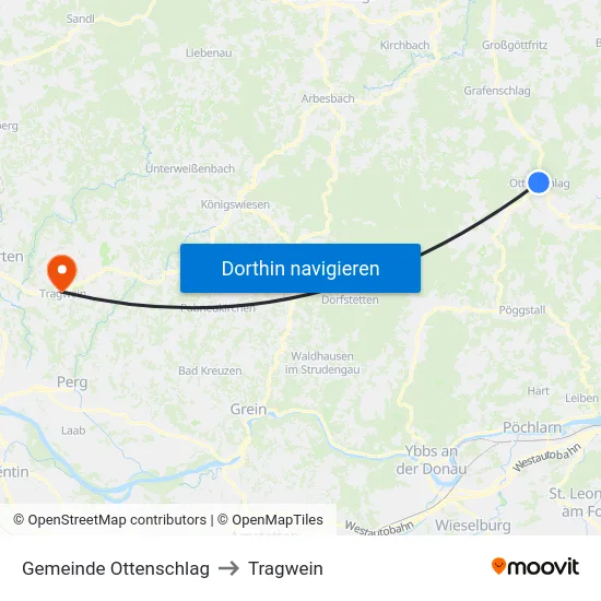 Gemeinde Ottenschlag to Tragwein map