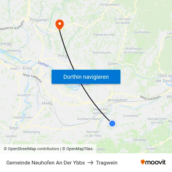 Gemeinde Neuhofen An Der Ybbs to Tragwein map