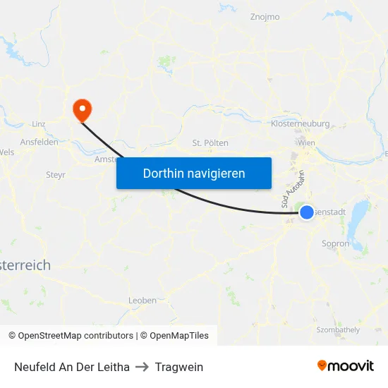 Neufeld An Der Leitha to Tragwein map