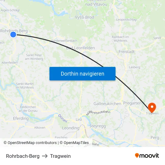 Rohrbach-Berg to Tragwein map