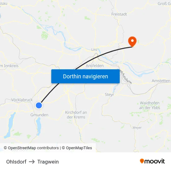 Ohlsdorf to Tragwein map