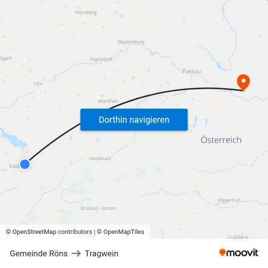 Gemeinde Röns to Tragwein map