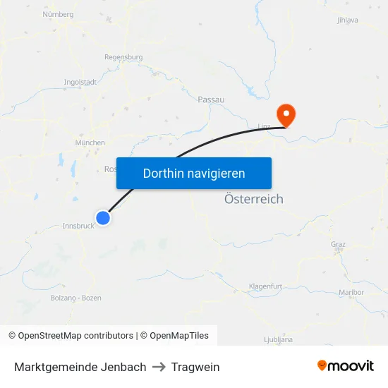 Marktgemeinde Jenbach to Tragwein map