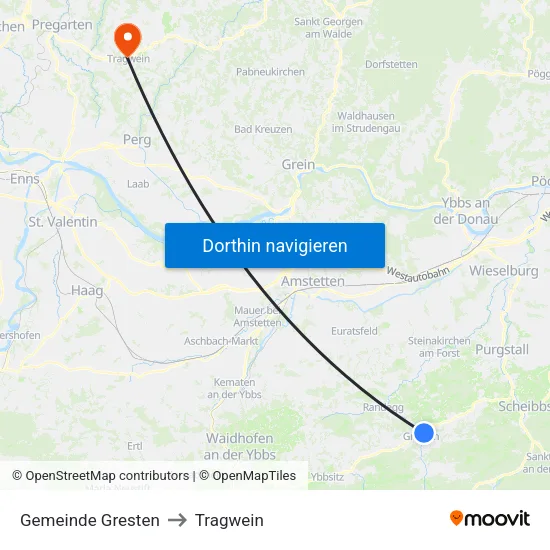 Gemeinde Gresten to Tragwein map