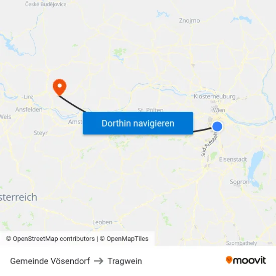 Gemeinde Vösendorf to Tragwein map
