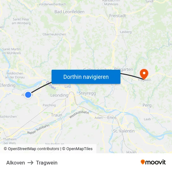 Alkoven to Tragwein map