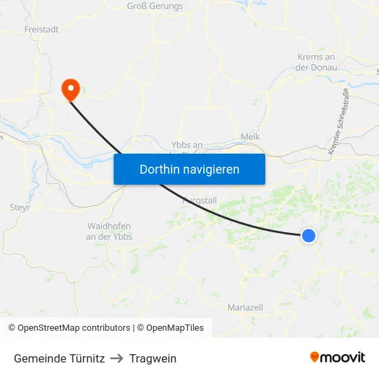 Gemeinde Türnitz to Tragwein map