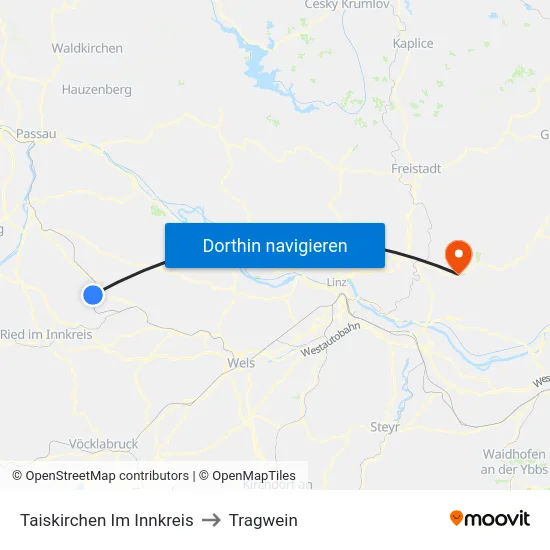 Taiskirchen Im Innkreis to Tragwein map