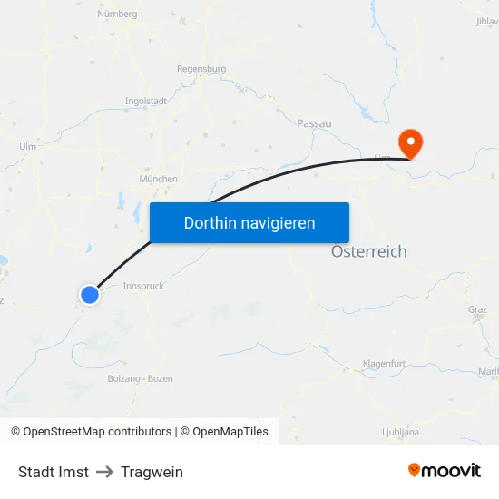 Stadt Imst to Tragwein map